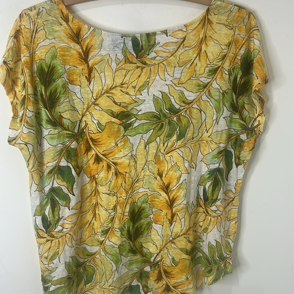 TAHARI 100% Linen Tropical Knit Short Sleeve Top Size XL - Picture 13 of 13
